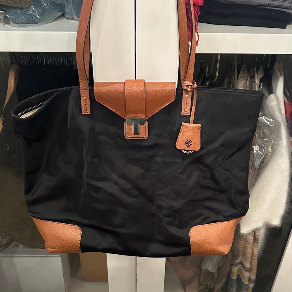 Tory Burch Black and Tan Travel Bag